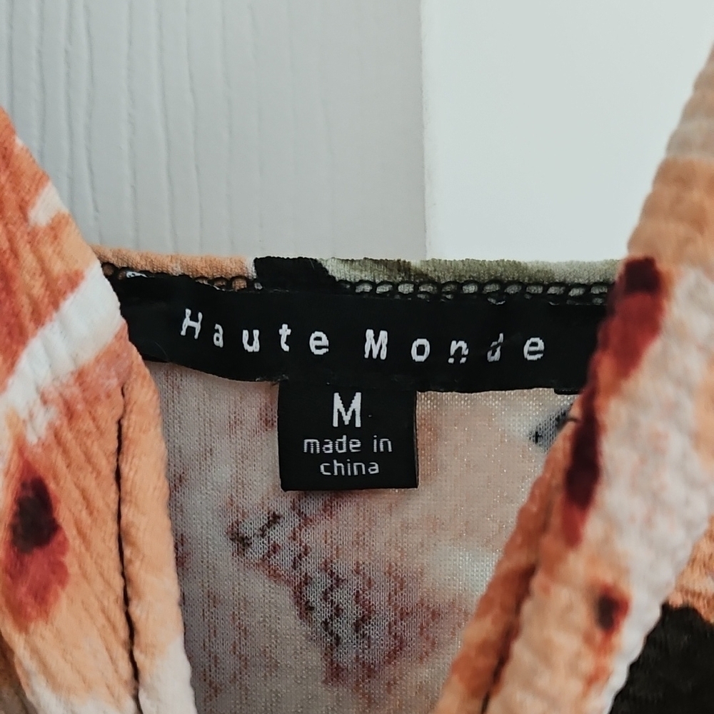 Haute Monde Black Mini Dress with Peach & Cream Floral Print - Picture 3 of 3